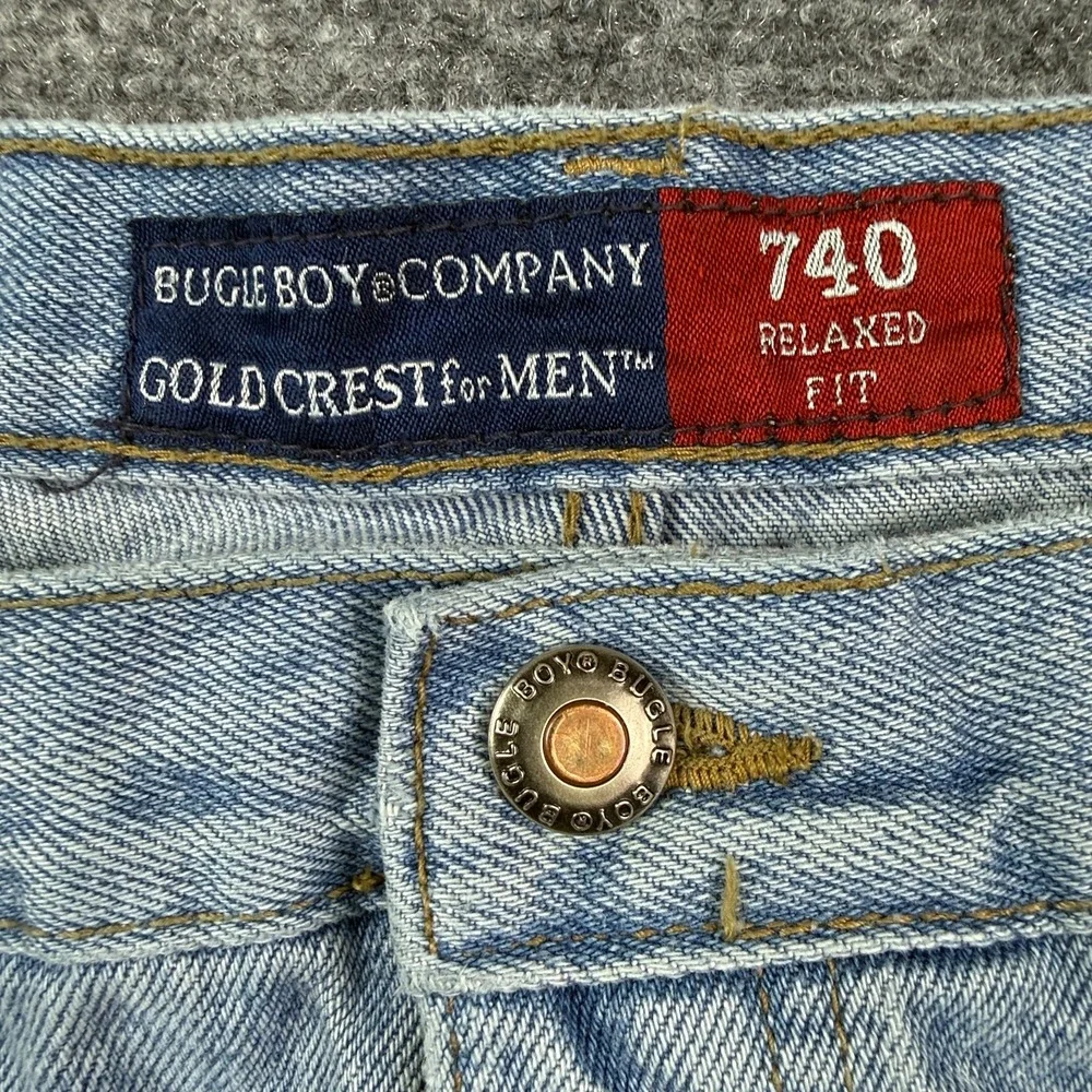 Vintage Bugle Boy 740 Relaxed Fit Jeans Mens 44x30 Light Wash Denim 90s Baggy